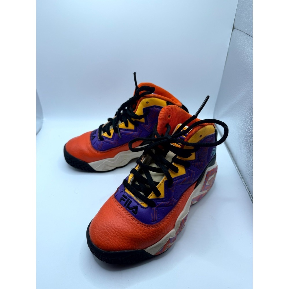 FILA MB 3BM01732-852 Kids 1 Sneaker Orange Pop Purple Leather Basketball Shoes